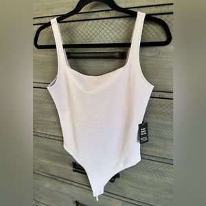 NWT Blush Pink Express Square Neck Thong Bodysuit Sz Small